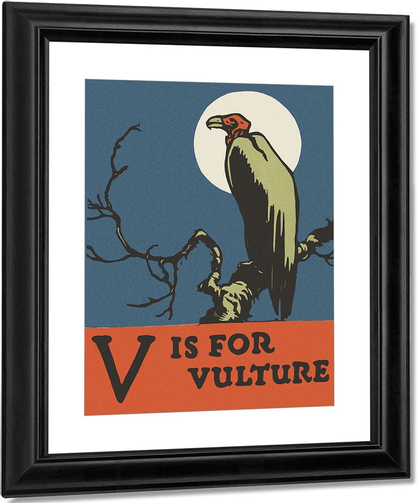 Alphabet V Is For Vulture By C.B. Falls Fine Art Print