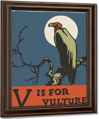 Alphabet V Is For Vulture By C.B. Falls Fine Art Print