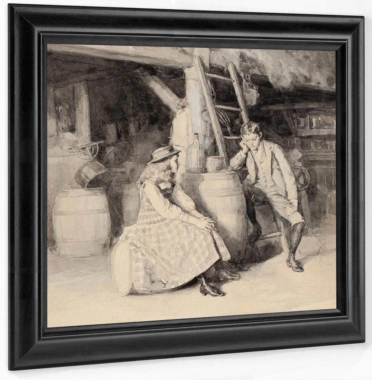 Alphonse And Cherry In The Barn 1891 By Alice Barber Stephens Fine Art Print