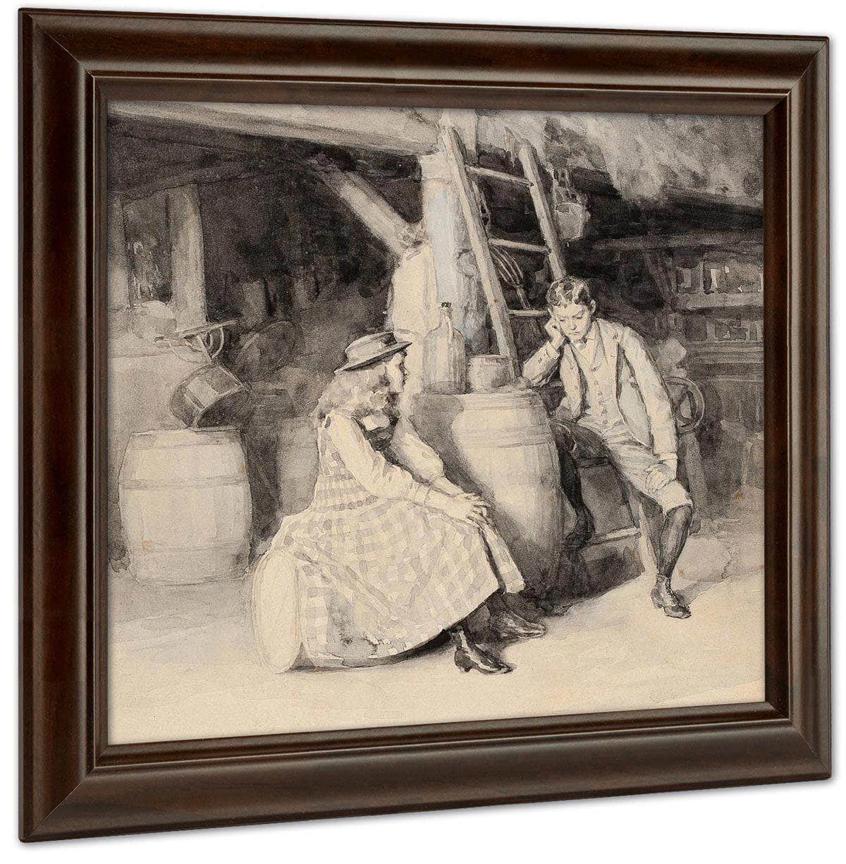 Alphonse And Cherry In The Barn 1891 By Alice Barber Stephens Fine Art Print