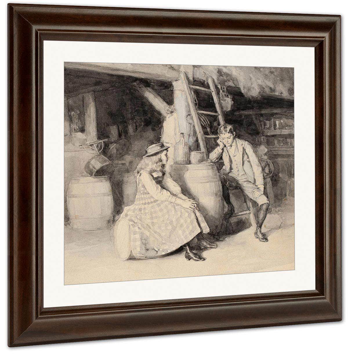 Alphonse And Cherry In The Barn 1891 By Alice Barber Stephens Fine Art Print