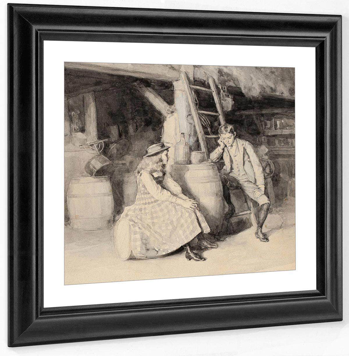 Alphonse And Cherry In The Barn 1891 By Alice Barber Stephens Fine Art Print