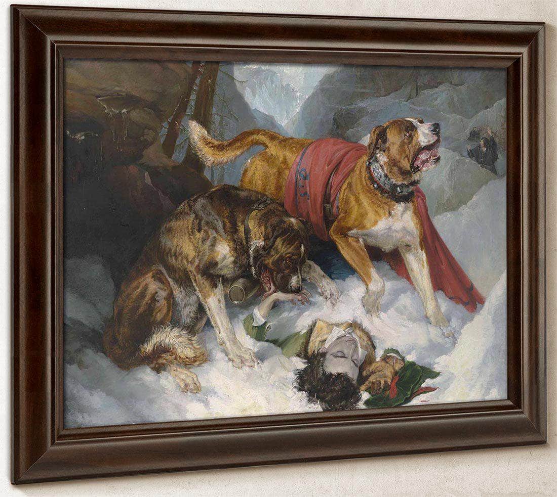 Alpine Mastiffs Reanimating A Distressed By Edwin Landseer Fine Art Print