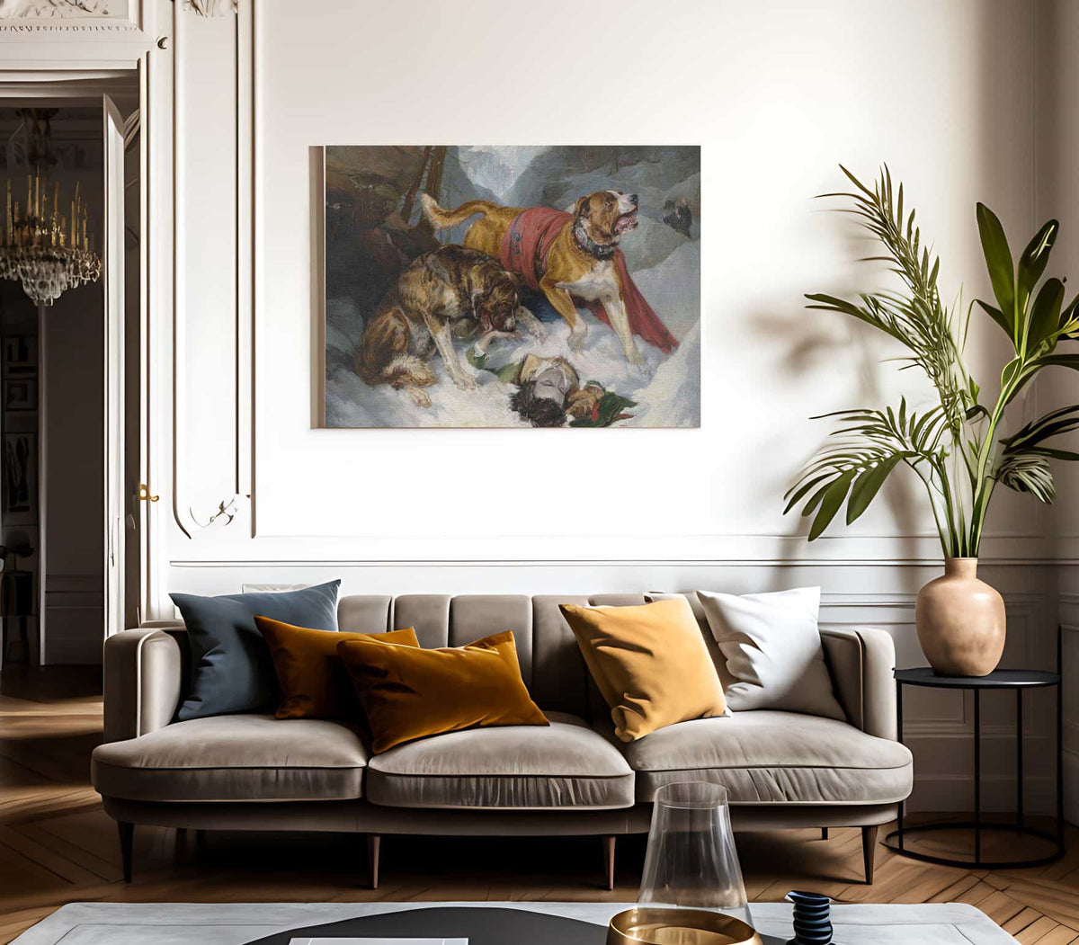 Alpine Mastiffs Reanimating A Distressed By Edwin Landseer Fine Art Print