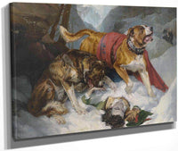 Alpine Mastiffs Reanimating A Distressed By Edwin Landseer Fine Art Print