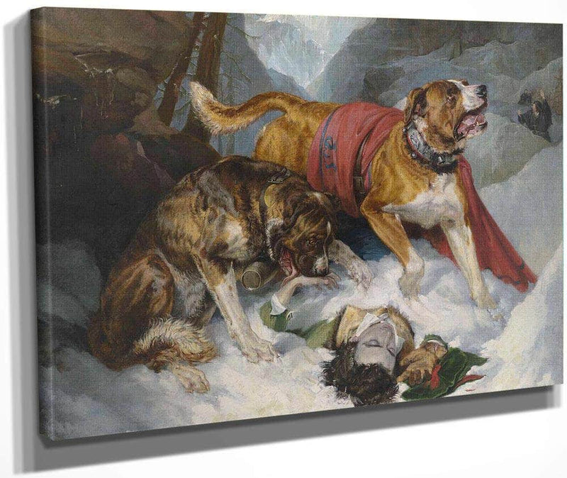 Alpine Mastiffs Reanimating A Distressed By Edwin Landseer Fine Art Print