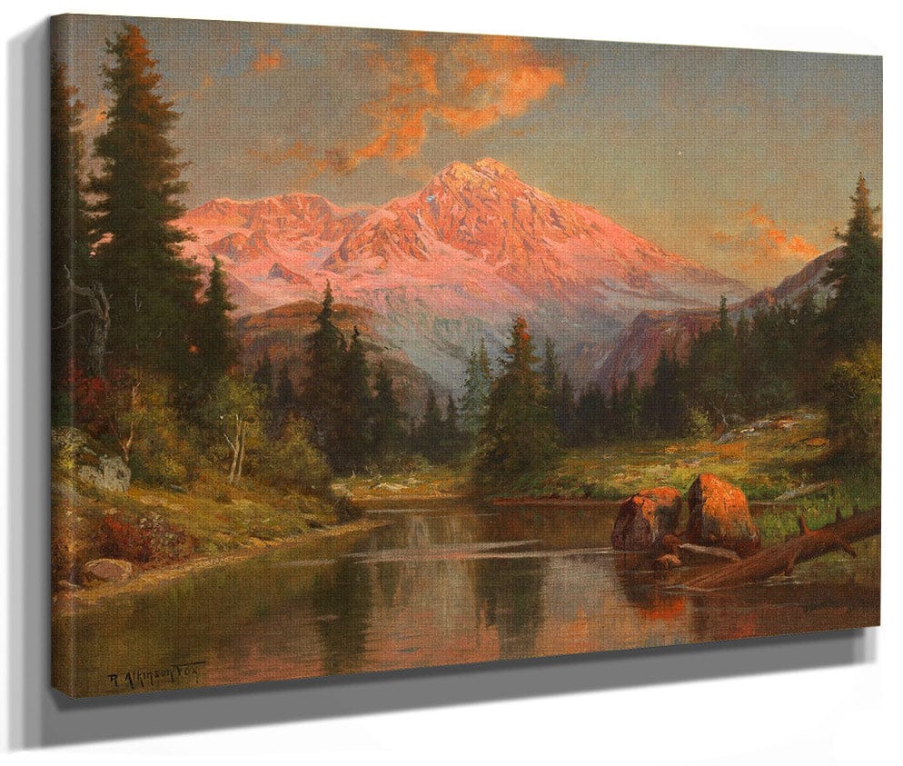 Alpine River Scene At Sunset By Robert Atkinson Fox Fine Art Print