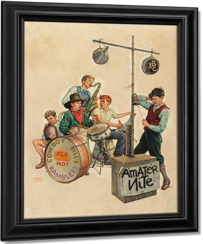 Amateur Nite   Cowboy Bills Ramblers The Saturday Evening Post Cover January 11 1936 By Monte Crews Fine Art Print