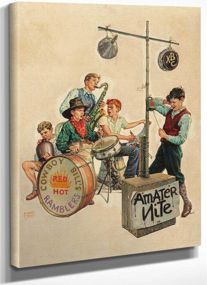 Amateur Nite   Cowboy Bills Ramblers The Saturday Evening Post Cover January 11 1936 By Monte Crews Fine Art Print