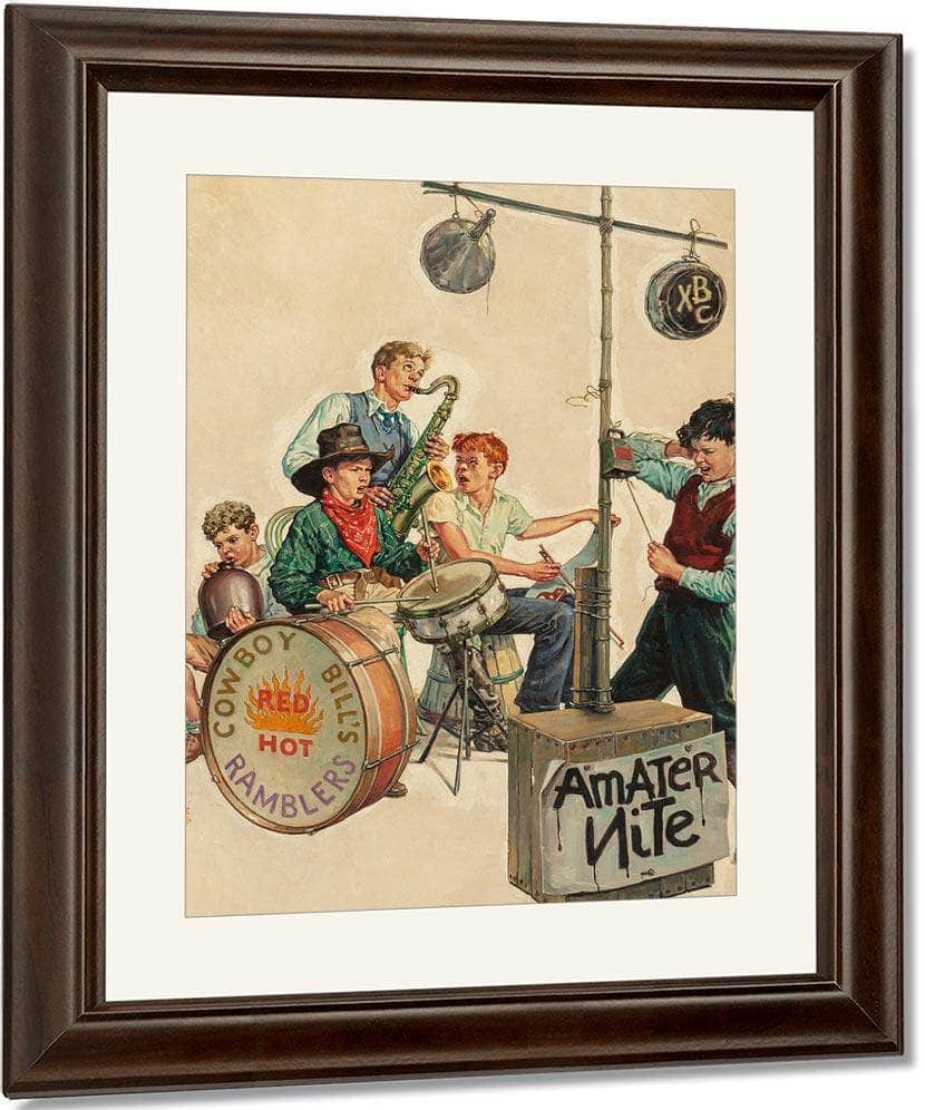Amateur Nite   Cowboy Bills Ramblers The Saturday Evening Post Cover January 11 1936 By Monte Crews Fine Art Print
