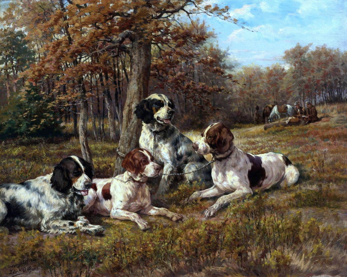 American Setters At Rest Painting Edmund Osthaus Canvas Art Fine Art Print