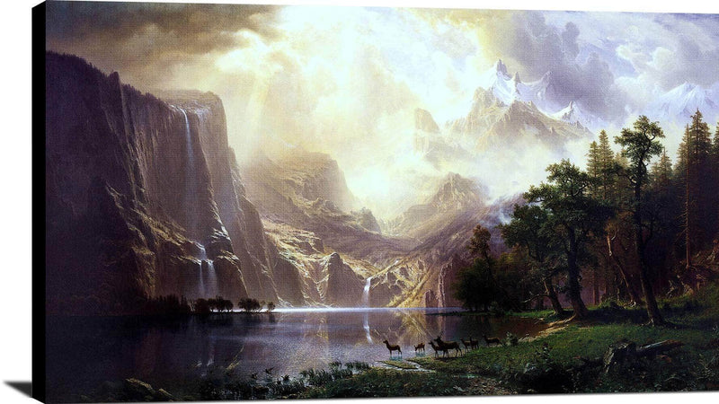 Among The Sierra Nevada Mountains Painting Albert Bierstadt Canvas Art Fine Art Print