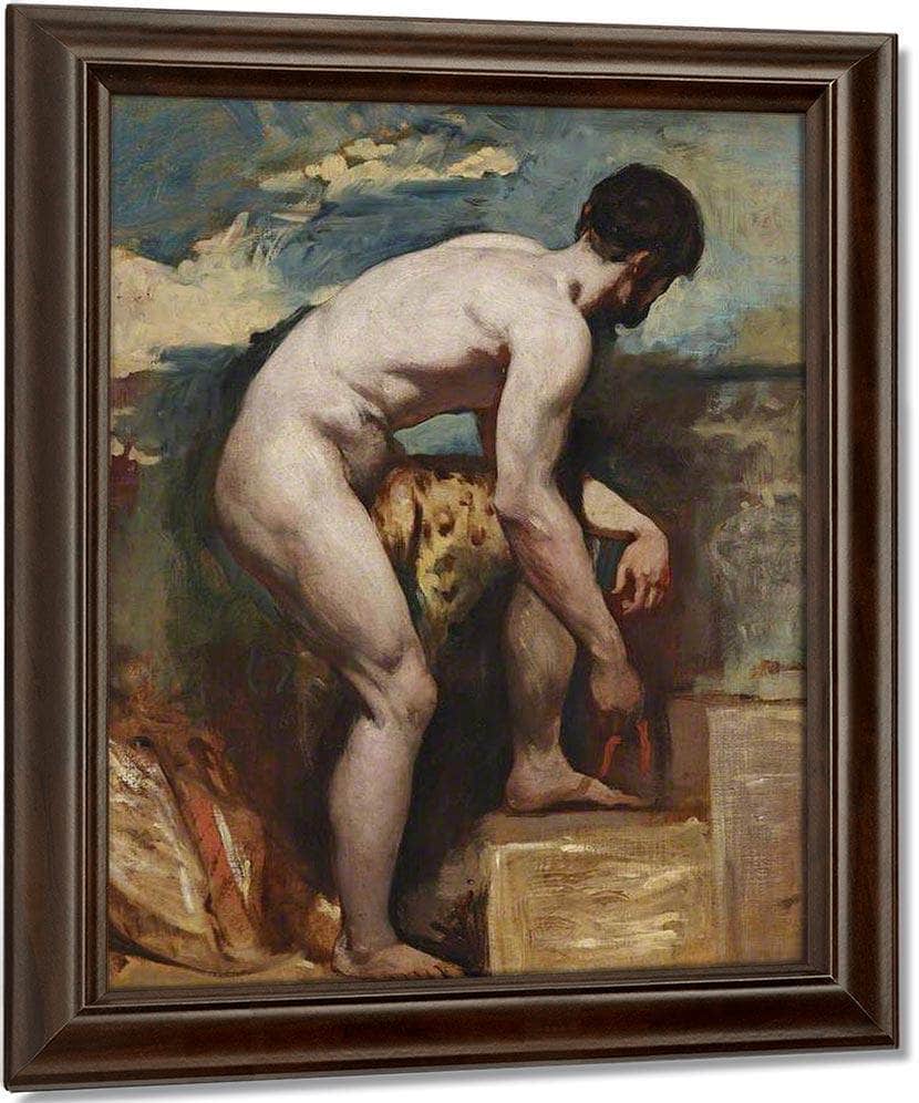 An Academic Nude Of A Man Tying His Sandal By William Etty Fine Art Print