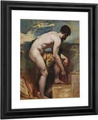 An Academic Nude Of A Man Tying His Sandal By William Etty Fine Art Print