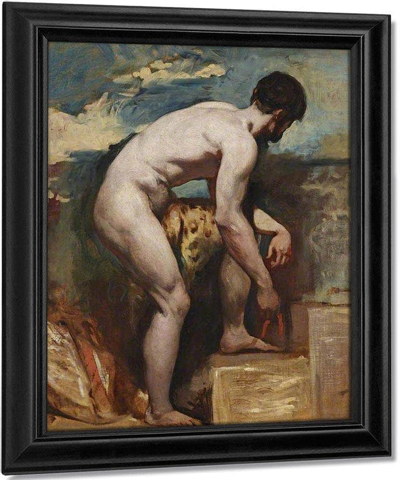An Academic Nude Of A Man Tying His Sandal By William Etty Fine Art Print