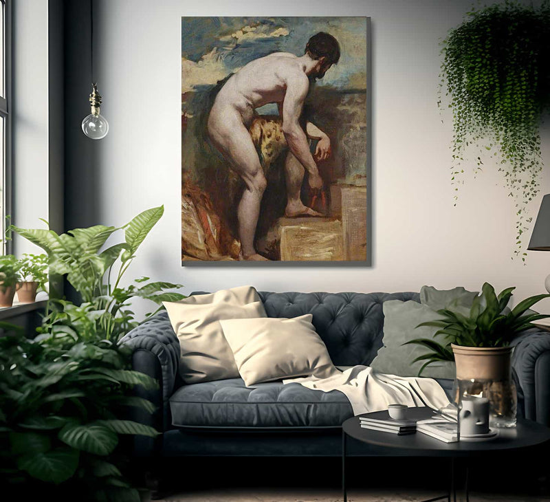 An Academic Nude Of A Man Tying His Sandal By William Etty Fine Art Print