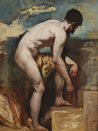An Academic Nude Of A Man Tying His Sandal By William Etty Fine Art Print