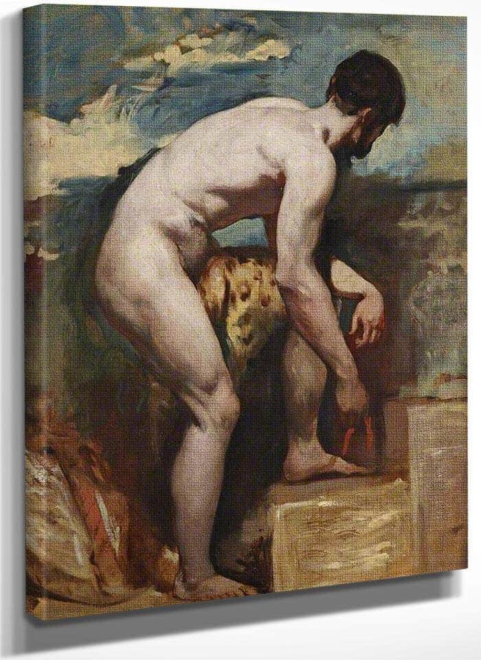 An Academic Nude Of A Man Tying His Sandal By William Etty Fine Art Print