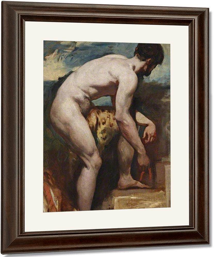 An Academic Nude Of A Man Tying His Sandal By William Etty Fine Art Print