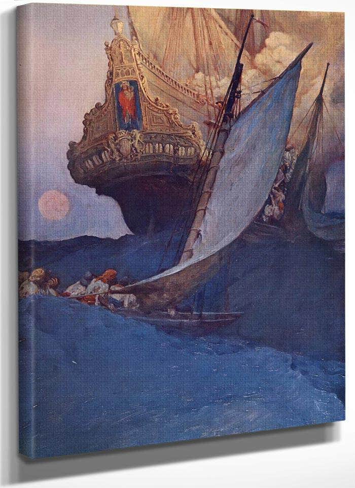 An Attack On A Galleon By Howard Pyle Fine Art Print