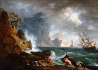 An Italian Harbour In Stormy Weather Painting Claude Vernet Canvas Art Fine Art Print