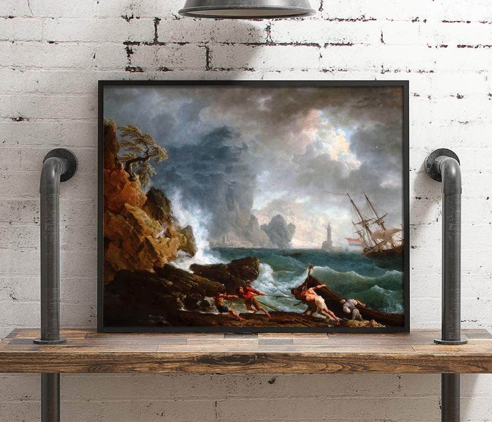 An Italian Harbour In Stormy Weather Painting Claude Vernet Canvas Art Fine Art Print