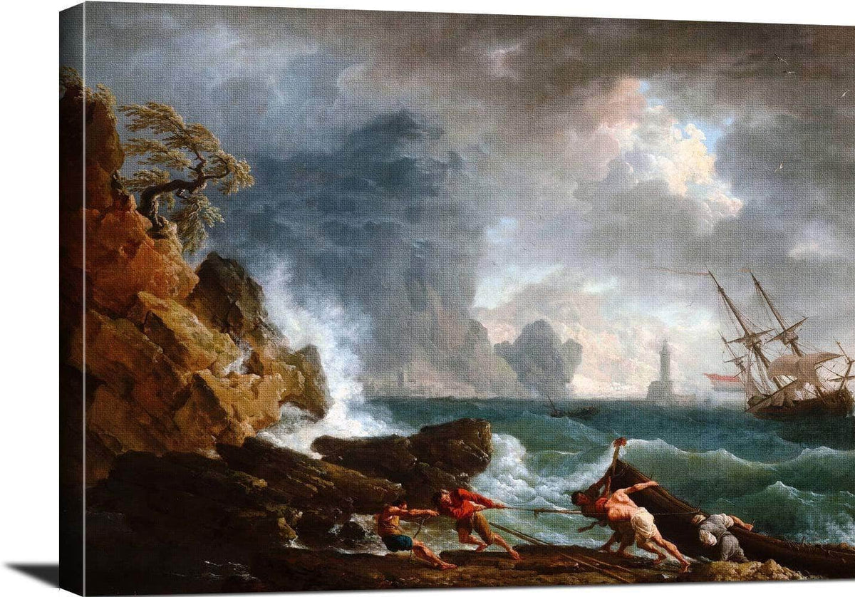 An Italian Harbour In Stormy Weather Painting Claude Vernet Canvas Art Fine Art Print