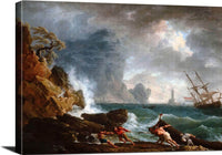 An Italian Harbour In Stormy Weather Painting Claude Vernet Canvas Art Fine Art Print