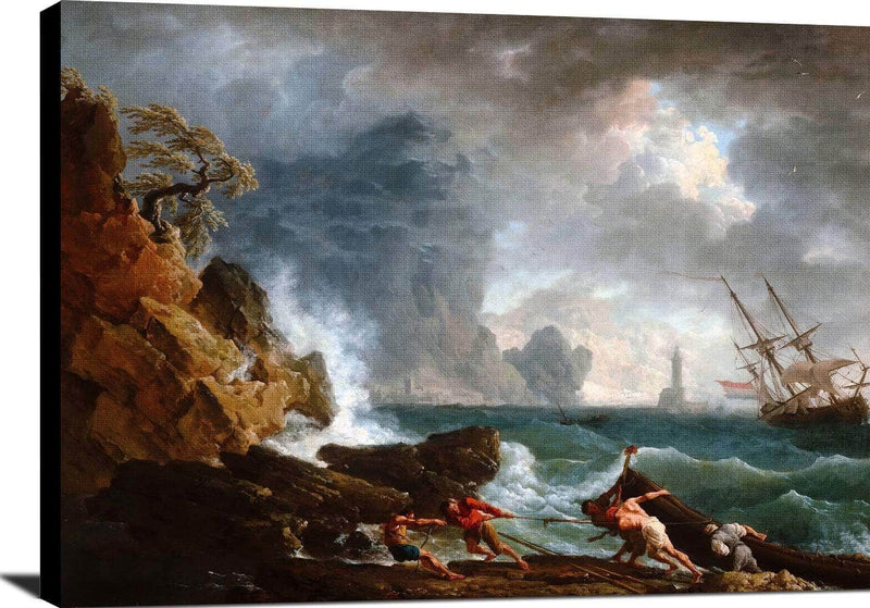 An Italian Harbour In Stormy Weather Painting Claude Vernet Canvas Art Fine Art Print