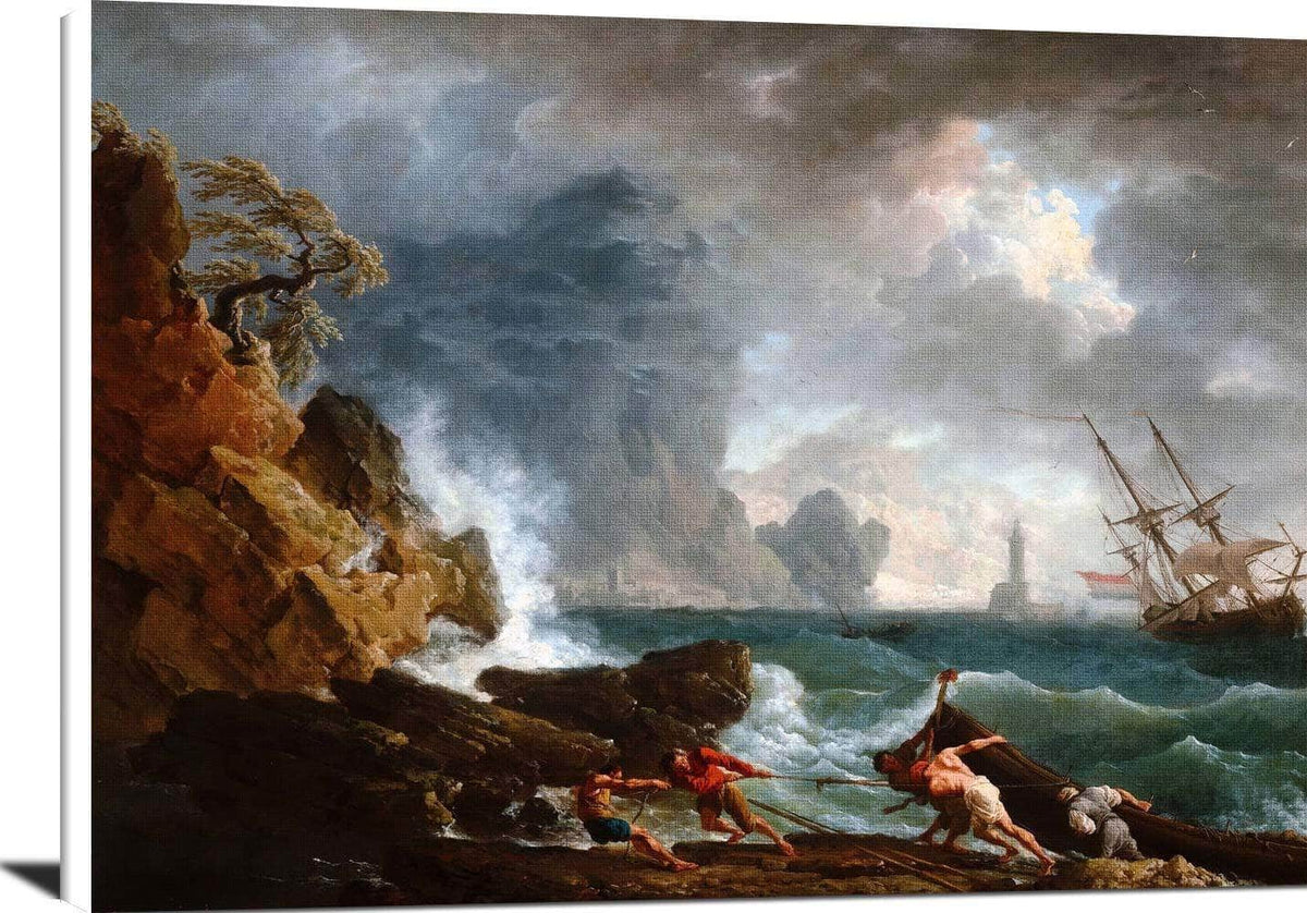 An Italian Harbour In Stormy Weather Painting Claude Vernet Canvas Art Fine Art Print
