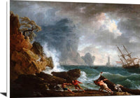 An Italian Harbour In Stormy Weather Painting Claude Vernet Canvas Art Fine Art Print