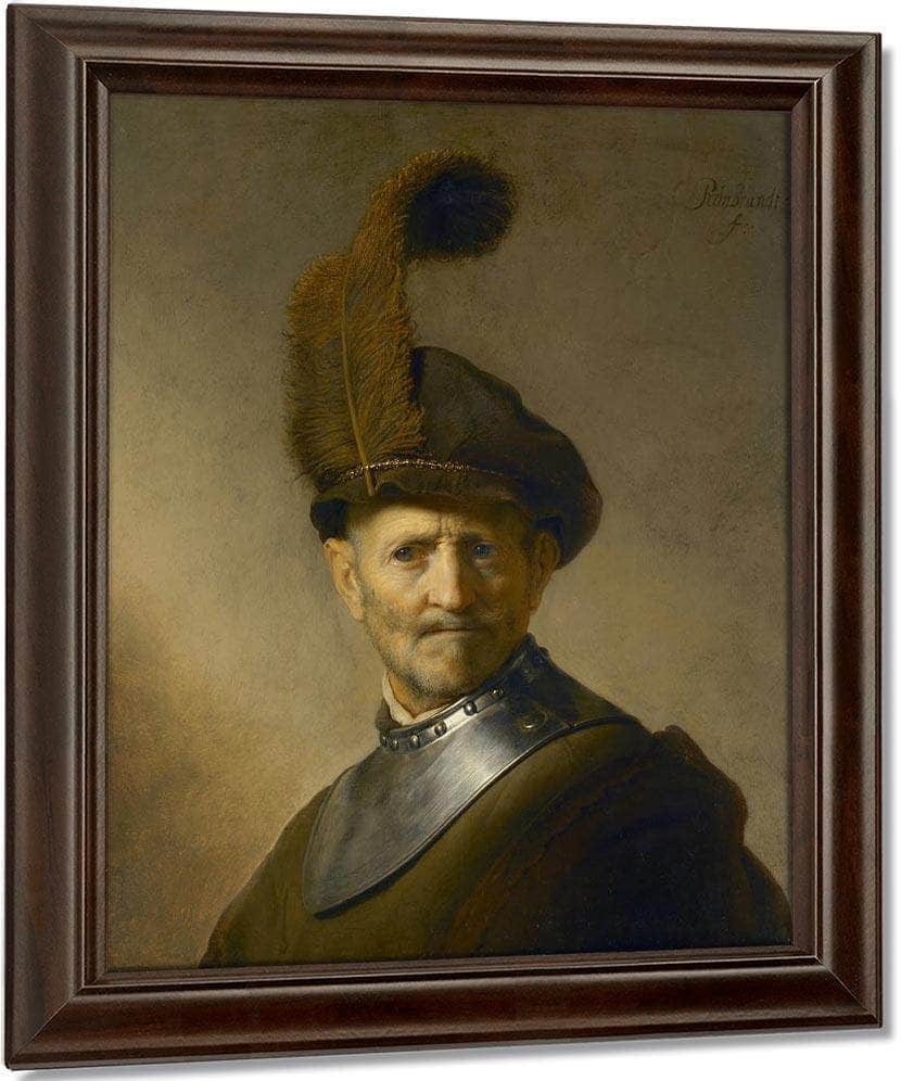 An Old Man In Military Costume By Rembrandt Fine Art Print