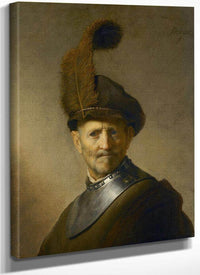 An Old Man In Military Costume By Rembrandt Fine Art Print
