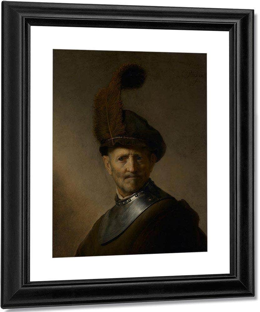 An Old Man In Military Costume By Rembrandt Fine Art Print