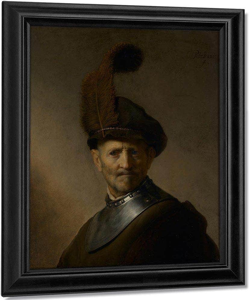 An Old Man In Military Costume By Rembrandt Fine Art Print