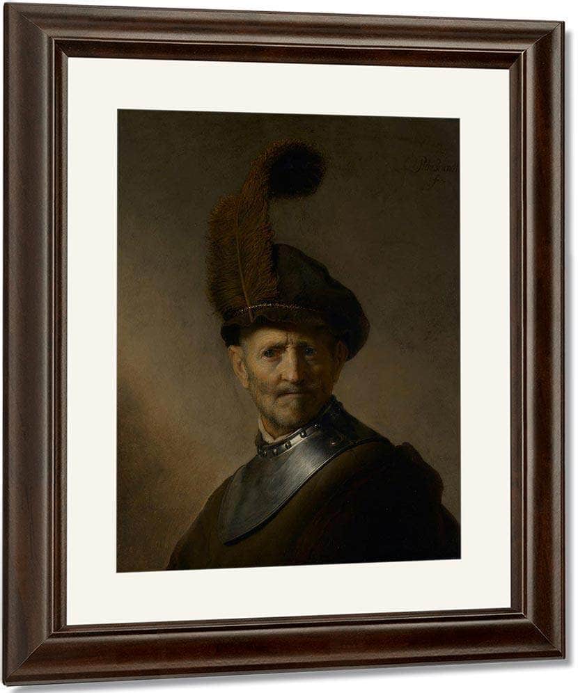 An Old Man In Military Costume By Rembrandt Fine Art Print