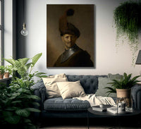 An Old Man In Military Costume By Rembrandt Fine Art Print