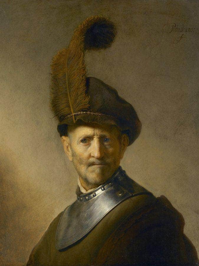 An Old Man In Military Costume By Rembrandt Fine Art Print