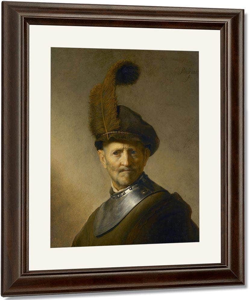 An Old Man In Military Costume By Rembrandt Fine Art Print