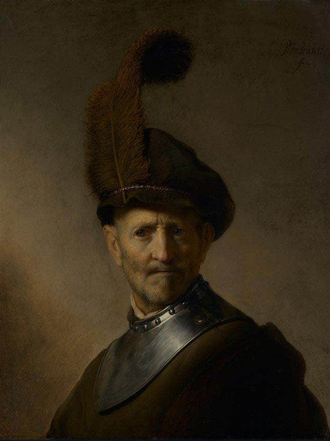 An Old Man In Military Costume By Rembrandt Fine Art Print