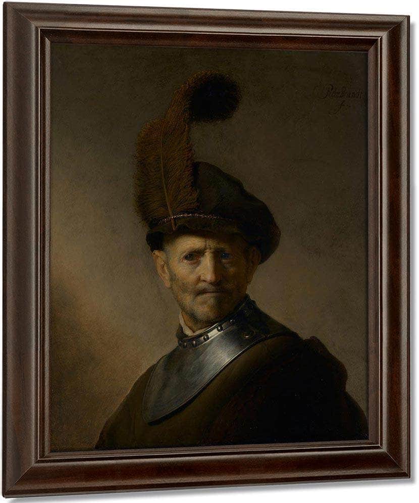An Old Man In Military Costume By Rembrandt Fine Art Print