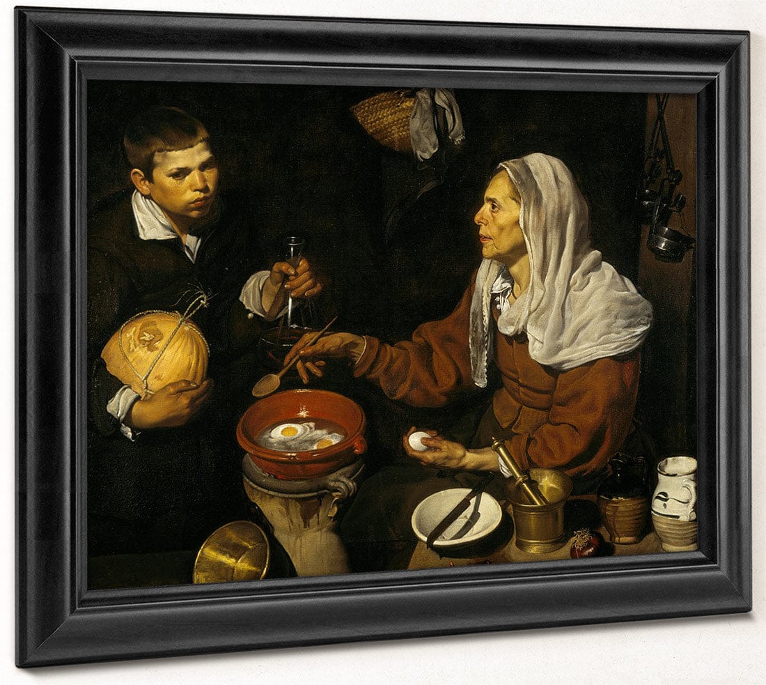 An Old Woman Cooking Eggs By Diego Velazquez Fine Art Print
