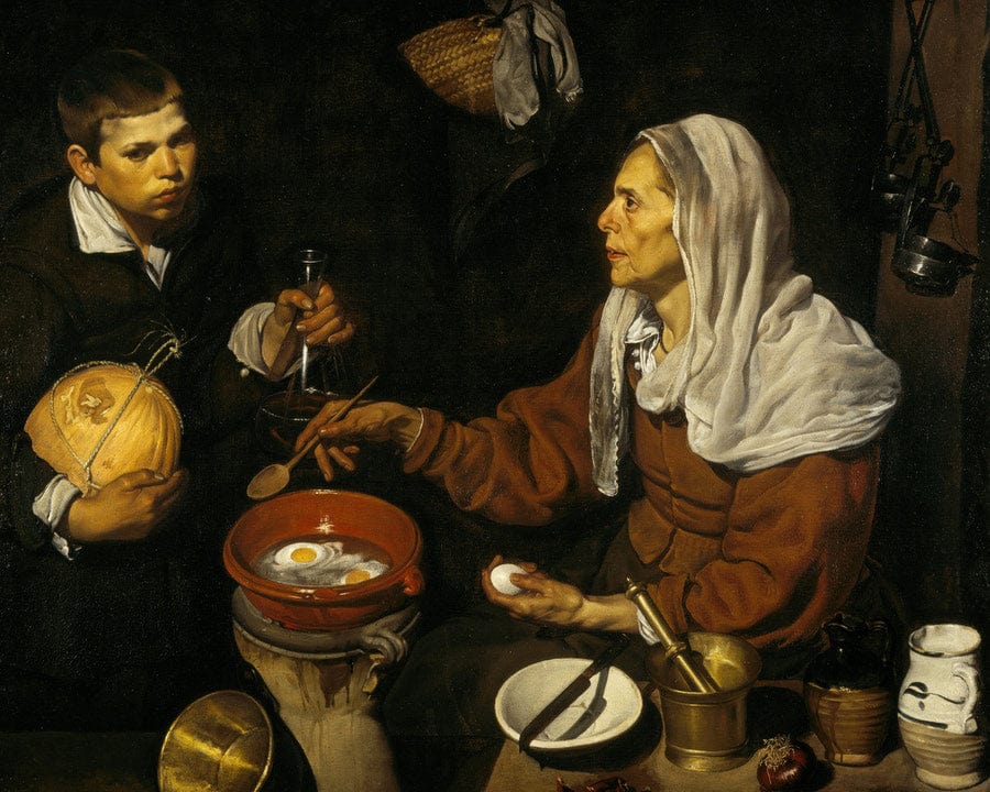 An Old Woman Cooking Eggs By Diego Velazquez Fine Art Print