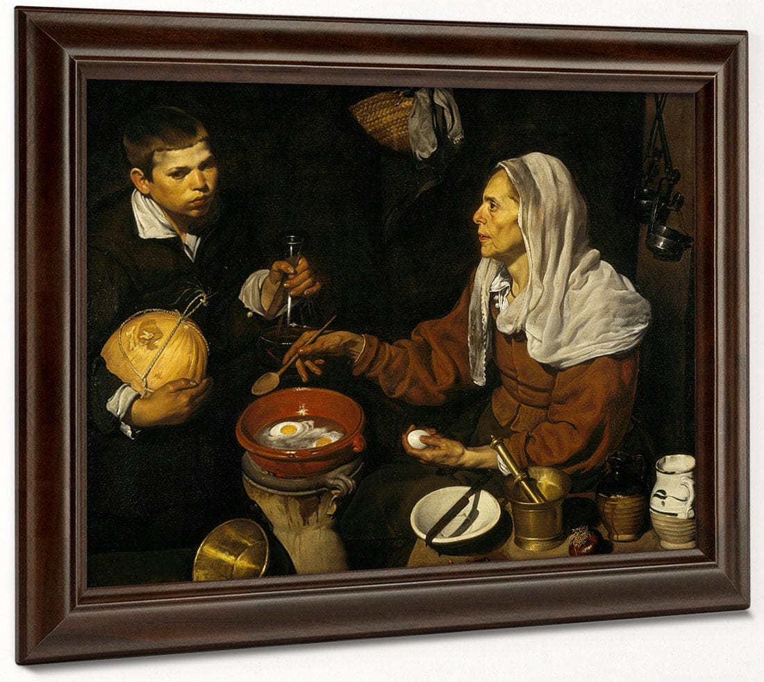 An Old Woman Cooking Eggs By Diego Velazquez Fine Art Print