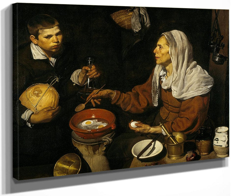 An Old Woman Cooking Eggs By Diego Velazquez Fine Art Print