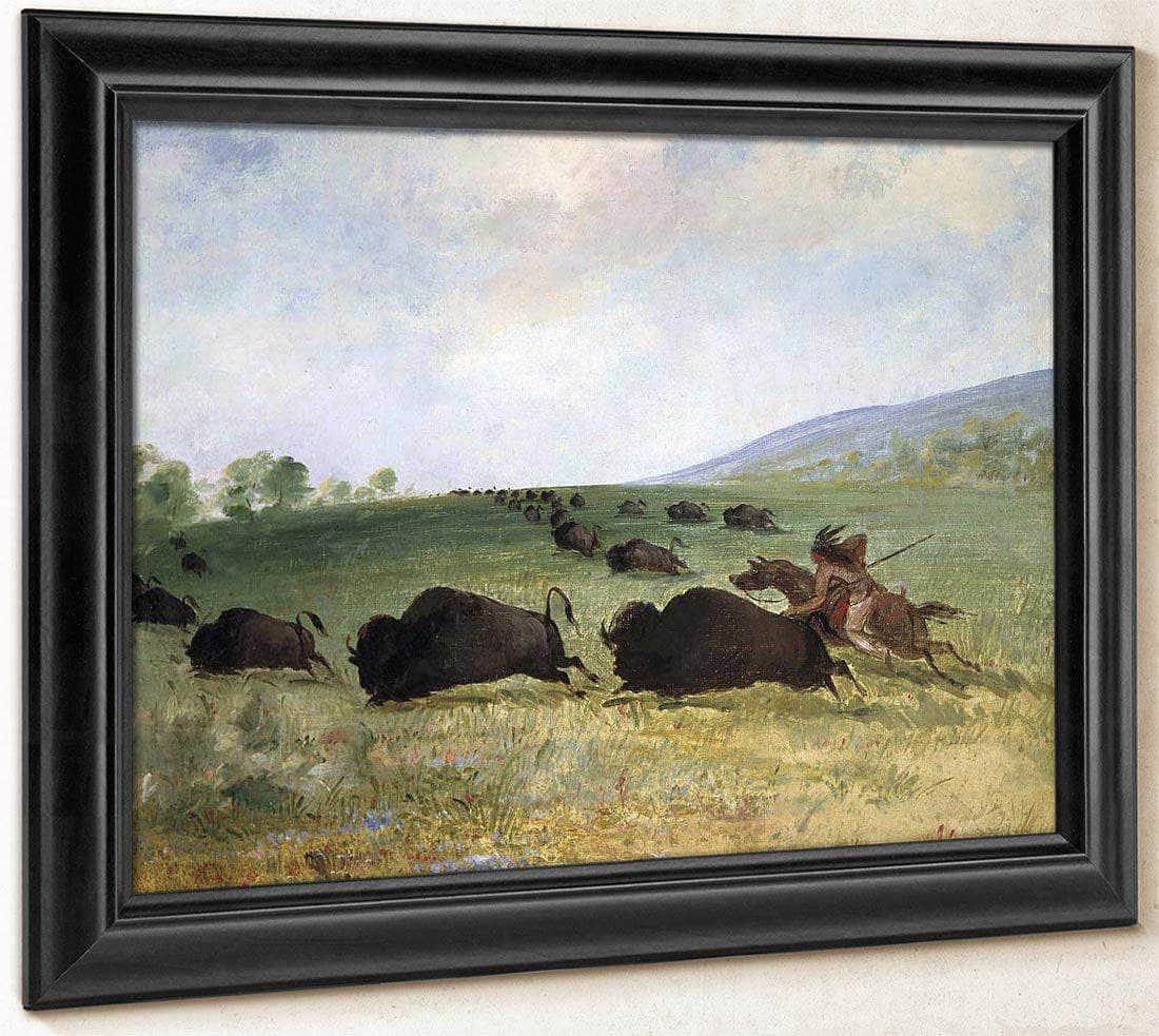 An Osage Indian Lancing A Buffalo By George Catlin Fine Art Print