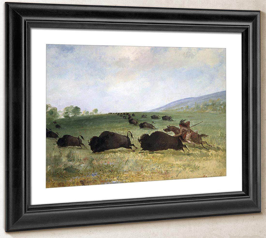 An Osage Indian Lancing A Buffalo By George Catlin Fine Art Print