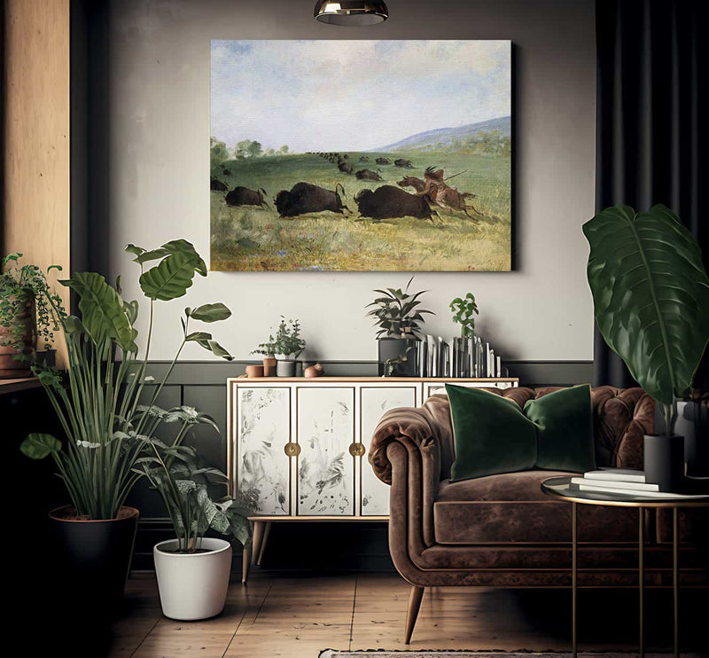 An Osage Indian Lancing A Buffalo By George Catlin Fine Art Print