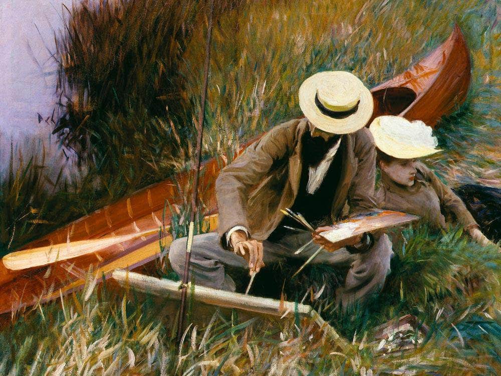 An Out Of Doors Study (Paul Helleu Sketching With His Wife) By John Singer Sargent Fine Art Print