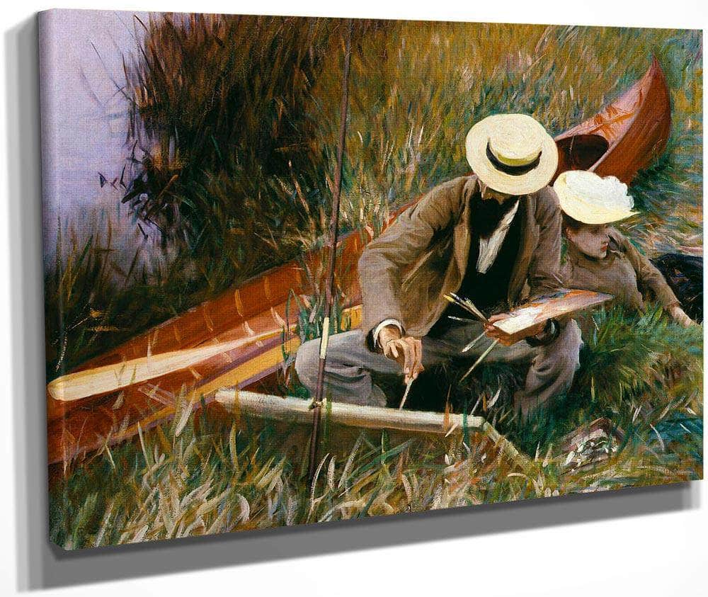 An Out Of Doors Study (Paul Helleu Sketching With His Wife) By John Singer Sargent Fine Art Print